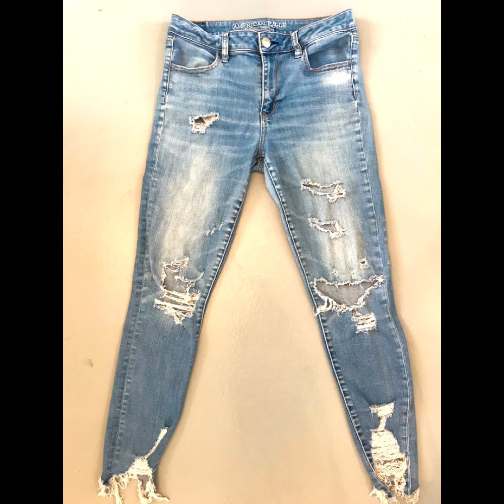 American eagle distressed skinny jeans size 10